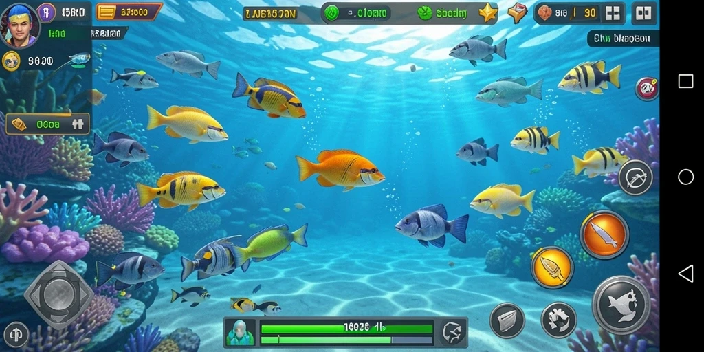 Screenshot dari gameplay Tembak Ikan yang menegangkan dalam 5RT.