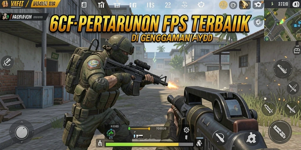 Screenshot gameplay <strong>6CF</strong> menunjukkan aksi tembak-menembak yang mendebarkan.