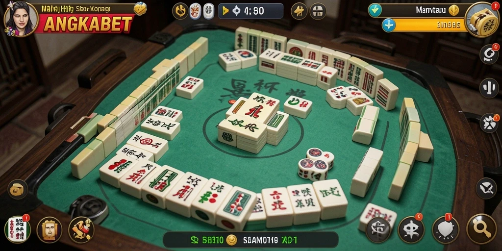 Tampilan gameplay menarik dari ANGKABET dalam permainan Mahjong.