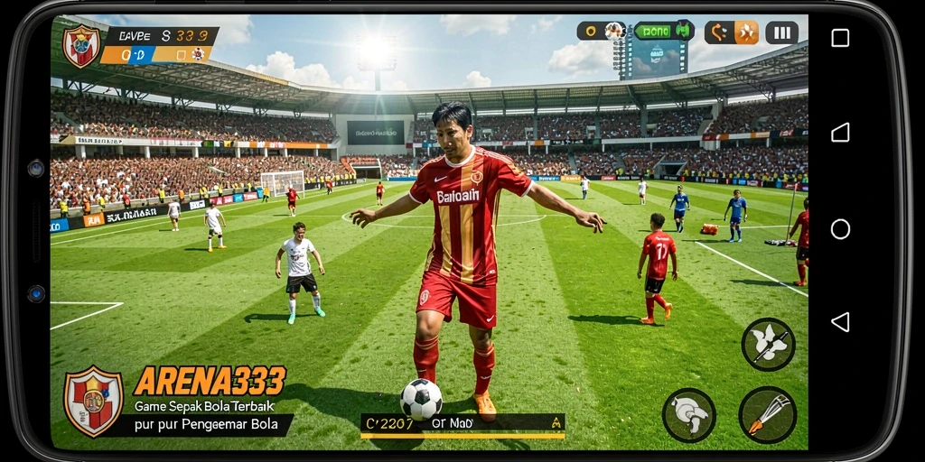 Tampilan gameplay seru di ARENA333 menghadirkan aksi sepak bola spektakuler.