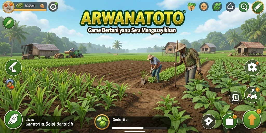Screenshot gameplay ARWANATOTO yang menampilkan aktivitas bertani yang seru.