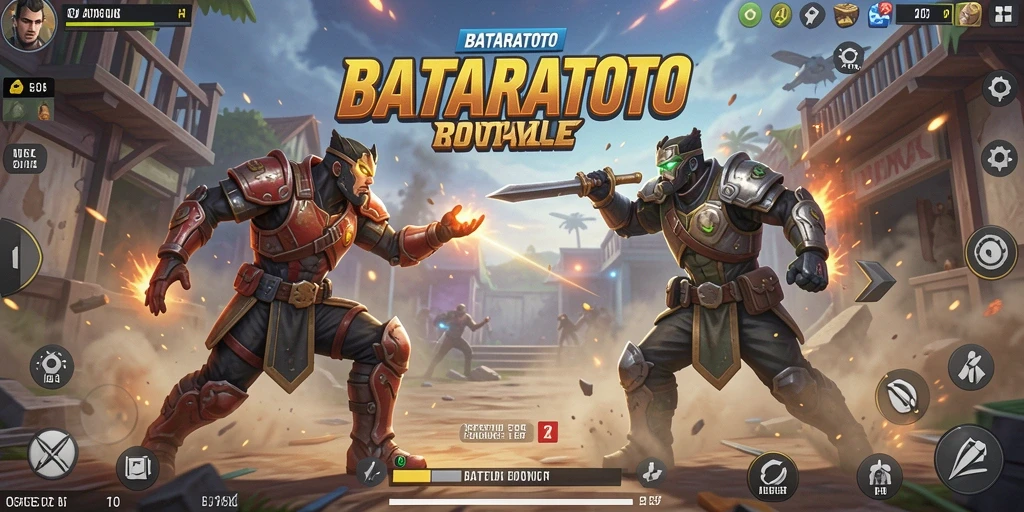 Menampilkan aksi seru dalam pertempuran Battle Royale.