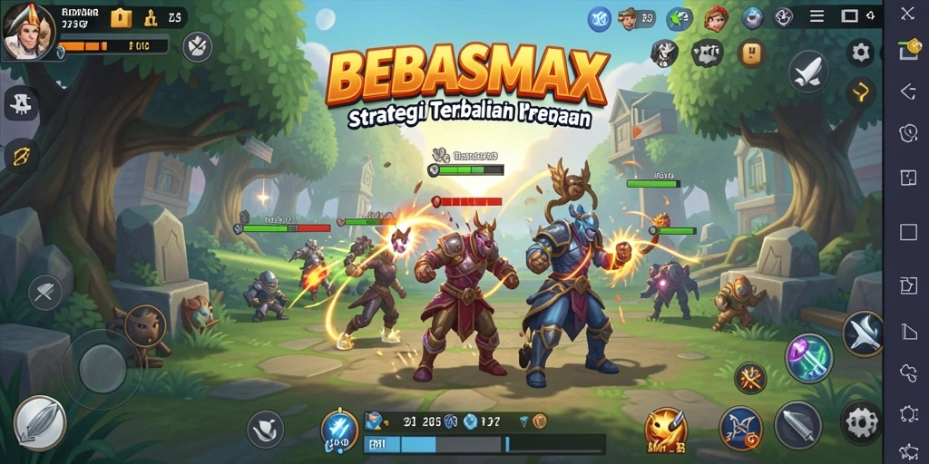 Tangkapan layar gameplay strategis BEBASMAX yang penuh aksi dan tantangan.