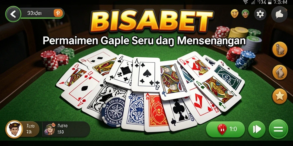 Tampilan gameplay Gaple yang seru dan interaktif di BISABET.