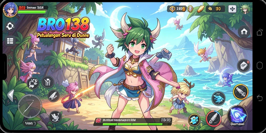 Tangkapan layar gameplay BRO138 yang penuh aksi dan karakter anime.