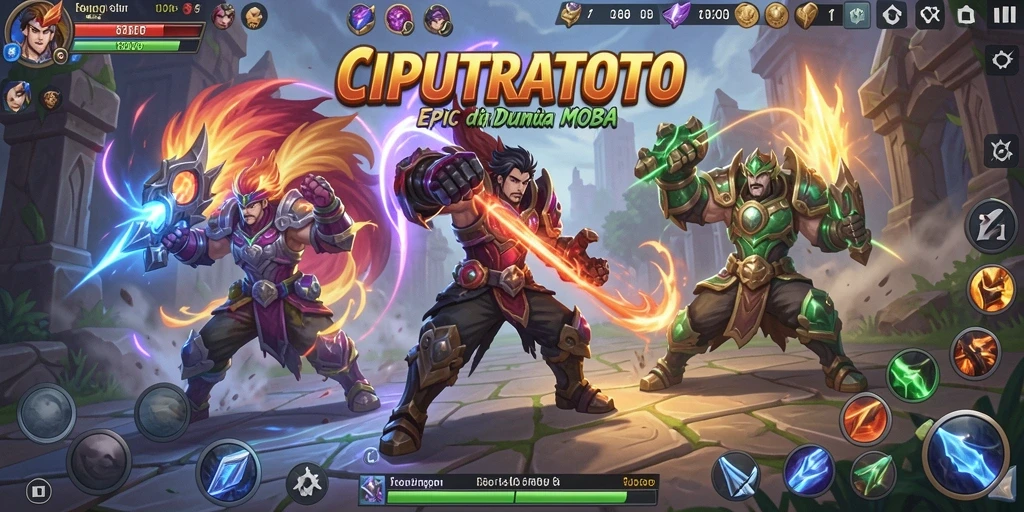 Tampilan seru gameplay CIPUTRATOTO dengan aksi MOBA yang mendebarkan.