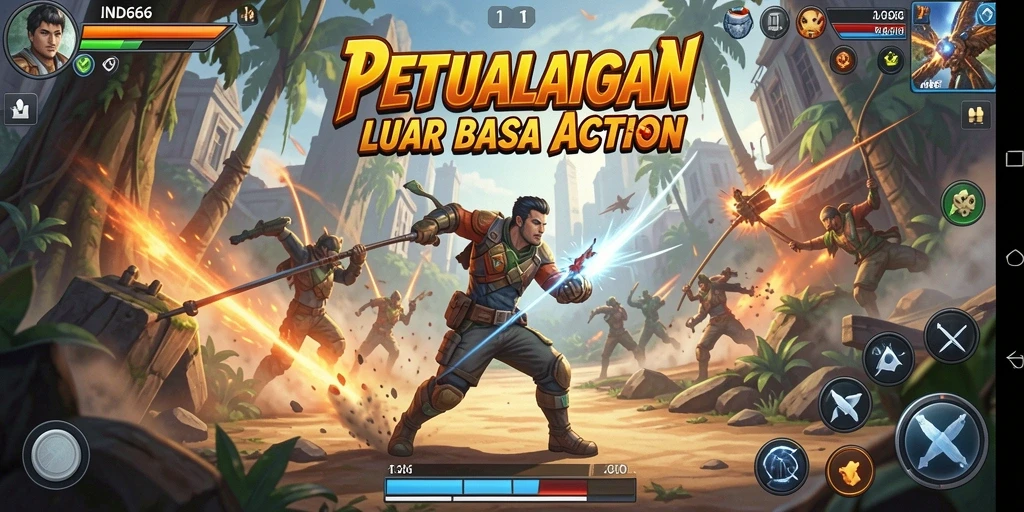 Tangkapan layar dari IND666 menunjukkan aksi intens dan grafis luar biasa.