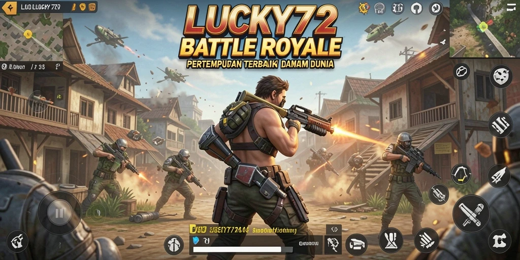 Tangkapan layar dari gameplay menarik LUCKY72 dalam pertempuran Battle Royale.