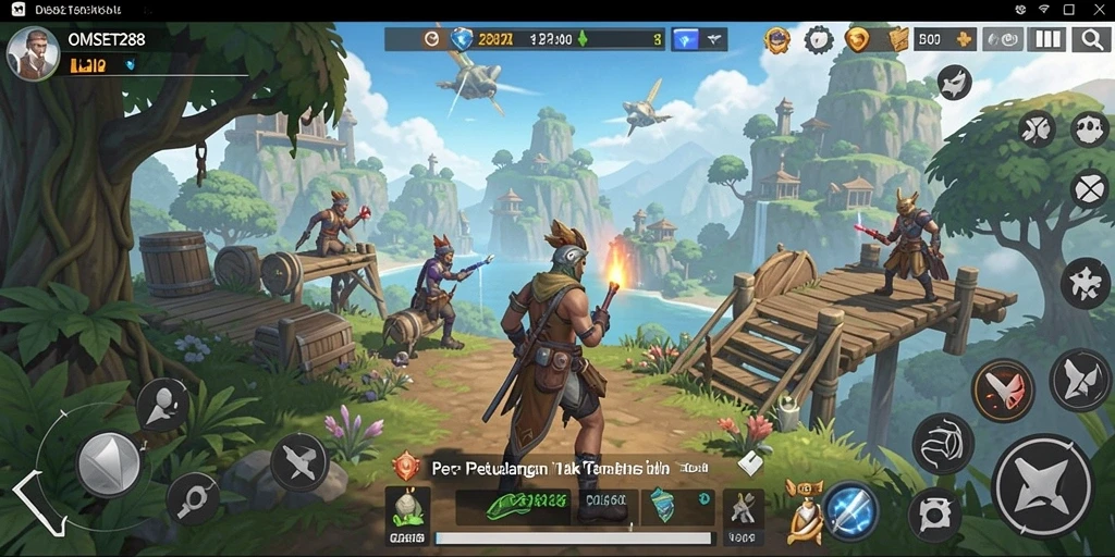 Tangkapan layar gameplay OMSET288 menampilkan eksplorasi dunia terbuka yang menakjubkan.
