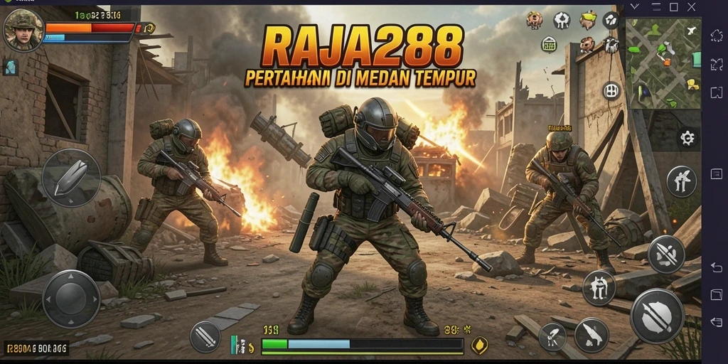Tampilan seru gameplay Tower Defense di RAJA288.
