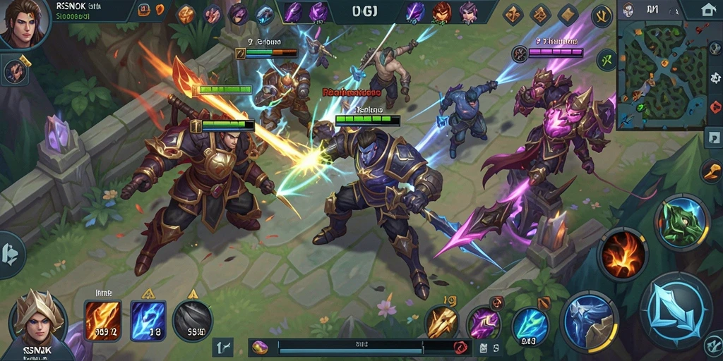 Tampilan gameplay menakjubkan dari RSNOK dengan pertarungan MOBA yang intens.