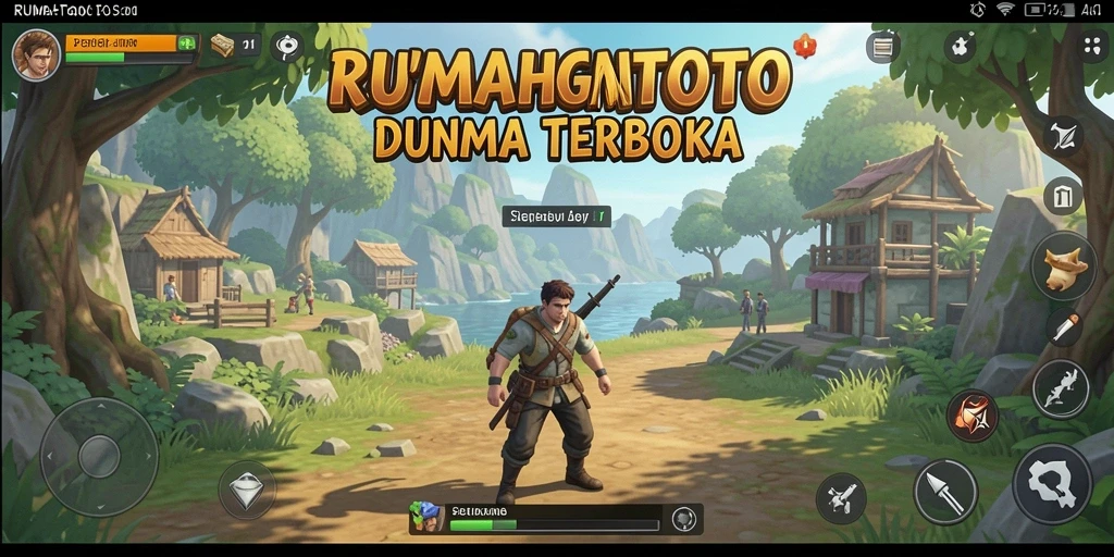 Tampilan gameplay RUMAHTOTO yang menakjubkan di dunia terbuka.