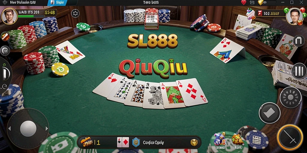 Screenshot gameplay SL888 menampilkan aksi QiuQiu yang seru.